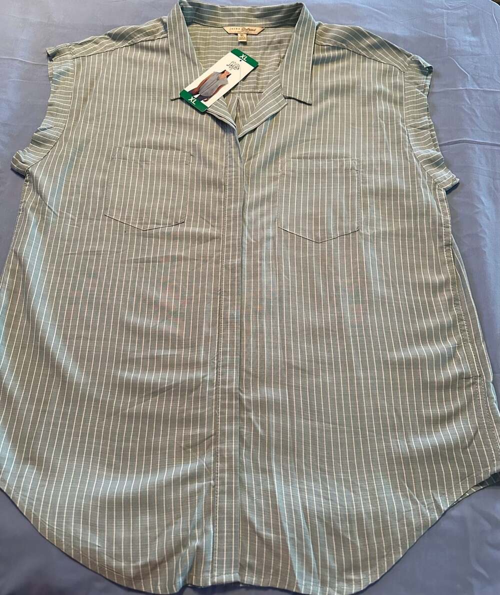 NWT - Jach's Girlfriend Striped Sleeveless Button-Up Shirt XL Green